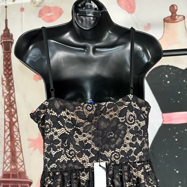 NSR Black Lace A-Line Midi Dress L - Image 10