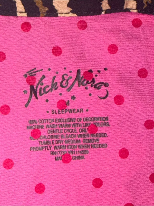 Nick & Nora Leopard Print Pajama Top with Pink Roses - Image 3