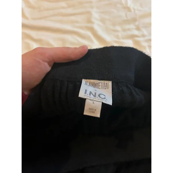 bc05 INC X Jeannie Mai Womens L Pants Black Ribbed Stretch Elastic Waist - Image 3