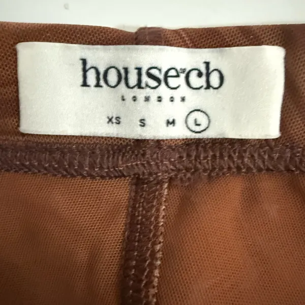 House of CB Violet Cocoa Swirl Brown Mesh Leggings High Rise Large - Image 9