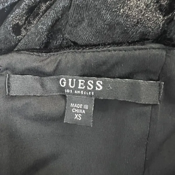 GUESS Lace Up Crushed Velvet Bodycon Mini Dress Black Gothic Grunge Size XS - Image 6