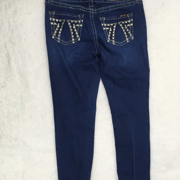 Seven7 Cropped Skinny Embroidered Pockets Double 7 sz 8 - Image 5