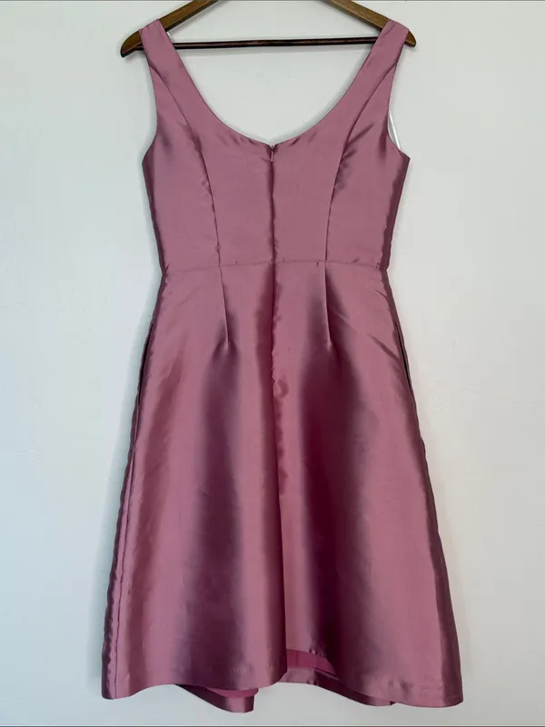 Kay Unger Rebekah Floral Appliqué Satin Fit Flare Midi Dress Pink Size 6 - Image 4