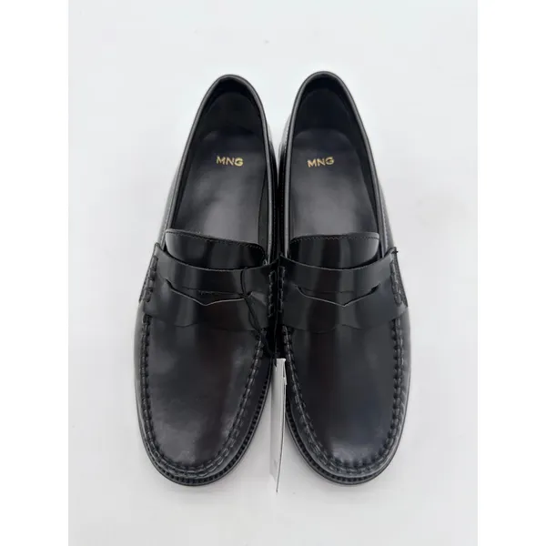 MNG Mango Luisa 100% Black Leather Preppy Penny Loafers Minimalist EU 39 US 8.5 - Image 3