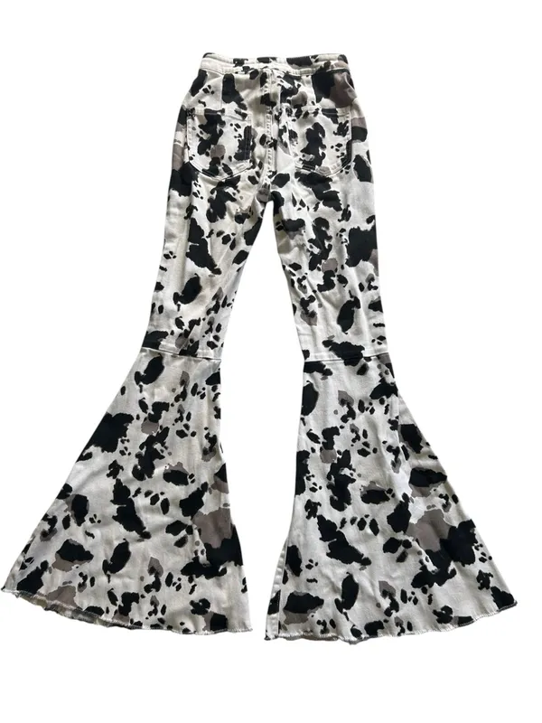 Altar’d State Cow Print Bell Bottom Flare Jeans Boho Chic Western Retro Festival - Image 7