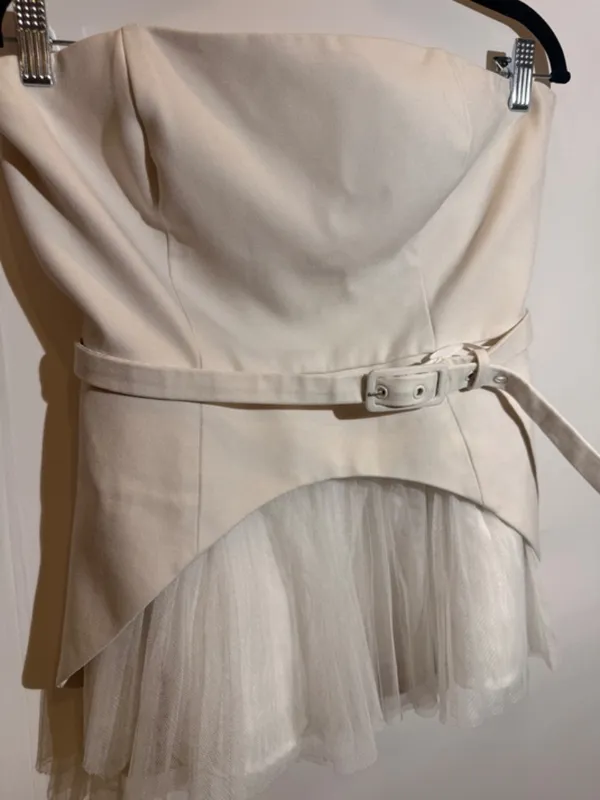 Hutch x Anthropologie White Twofer Tube Top Strapless Corset Style Size 8 - Image 3