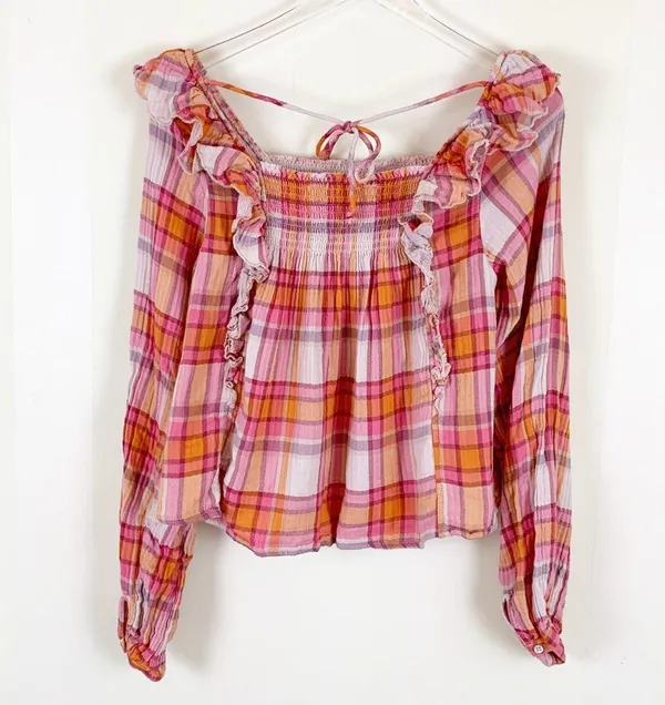 Free People Siena Plaid Pullover Top - Image 3