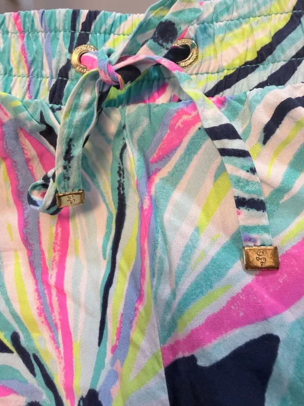 Lilly Pulitzer Shorts Katia High Tide Dancing Lady Flowy Lounge Lg - Image 2