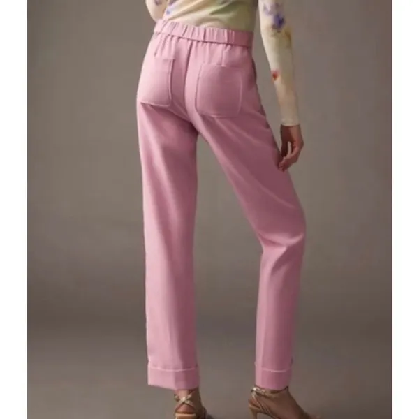 Anthropologie Maeve pink seam front trouser pant 4 - Image 2
