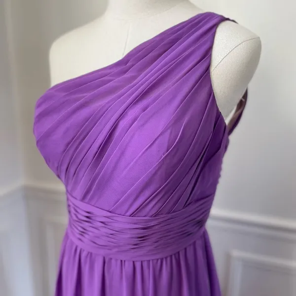 Impressions Bridal One Shoulder Purple Chiffon Bridesmaid Prom Formal Gown 10 - Image 3
