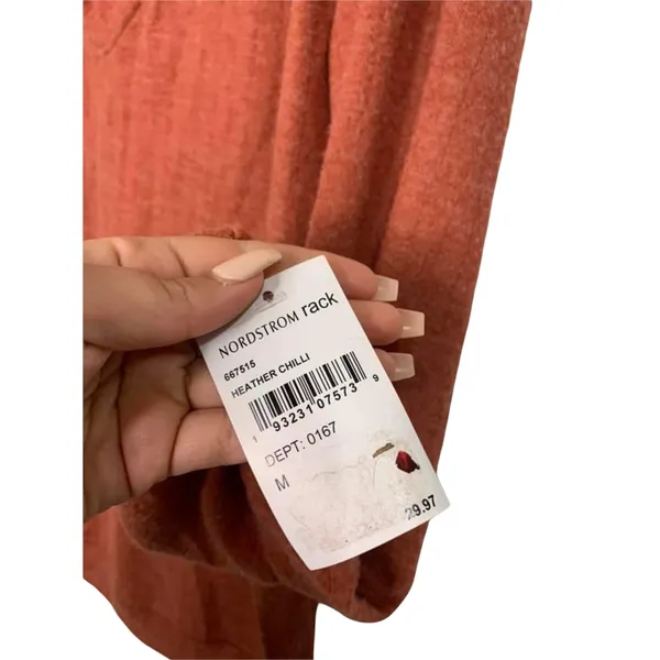 PST Heather Chilli V-neck Knit Sweater Ribbed Size Medium‎ NEW - Image 4
