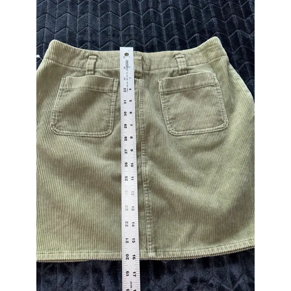 Y2K Abercrombie Micro Mini Corduroy Skirt Low Rise 90s Skate grunge Green Sz S‎ - Image 6