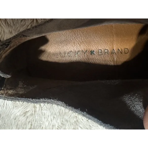 Lucky Brand Gray Ankle Boots Suede Leather Size 7M Back Zip Low Heel Boho City - Image 10