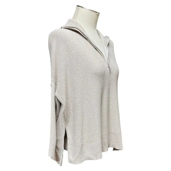 Tommy Bahama Dolman Sleeve Side Slit Half Zip Sweater Gold Sparkle XXS - Image 5