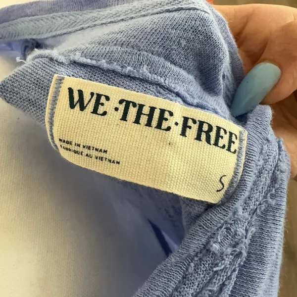We the Free Periwinkle Blue Cotton and Linen Oversized Slouchy T-Shirt Size S - Image 5