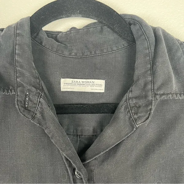 Zara‎ Premium Denim Collection Black Button Up Shirt Women Small Relaxed Fit - Image 2
