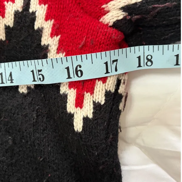 Lauren Ralph Lauren Fair Isle Cowl Neck Sweater Black Red Wool Blend Small - Image 4