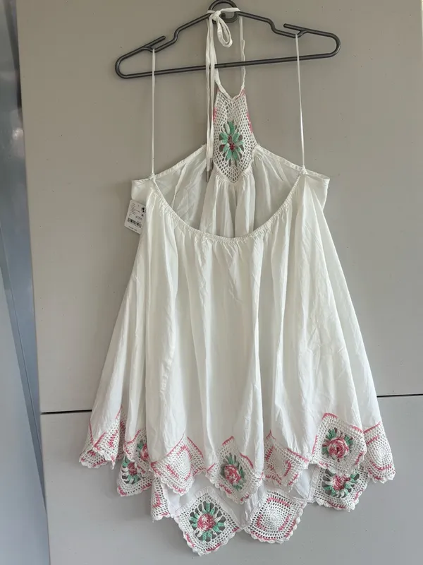 Free People Crochet Gardens Mini Dress size Large - Image 4