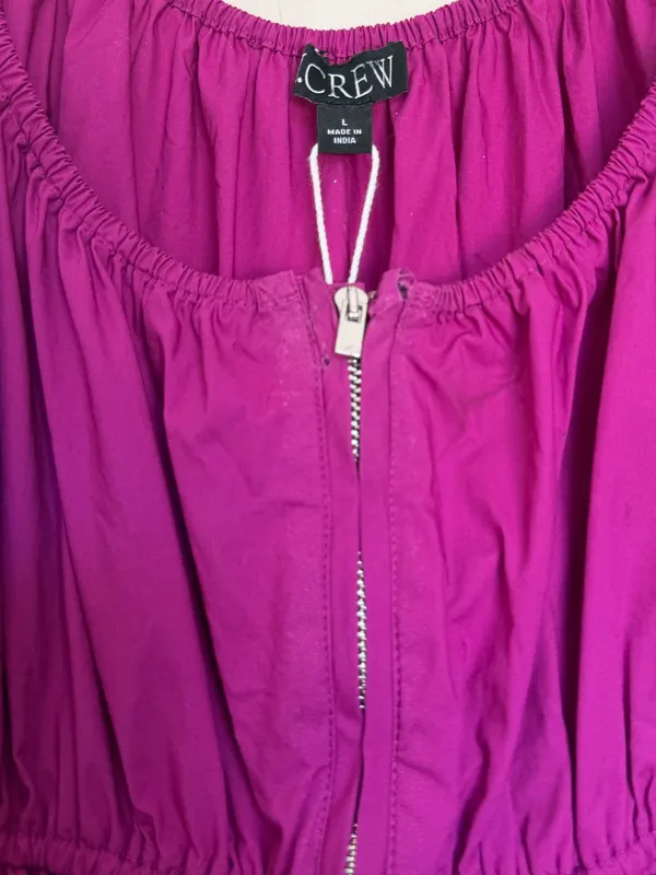 J. CREW Tiered Midi Cotton Poplin Fuchsia Dress Large - Image 7