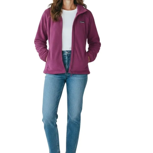 COLUMBIA Pile Fleece Jacket Women XL Purple Full Zip Gorpcore Outdoor Travel Y2K - Image 2