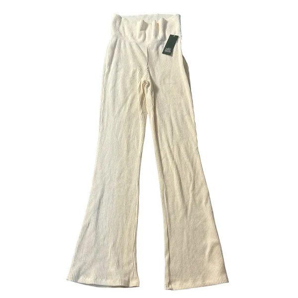 Wild Fable Cream Ribbed Knit Flare Pants High Rise Small NWT Cream M9589L - Image 3