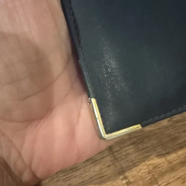 Authentic Celine‎ Vintage Navy Leather Wallet Clutch Gold Hardware Paris - Image 11