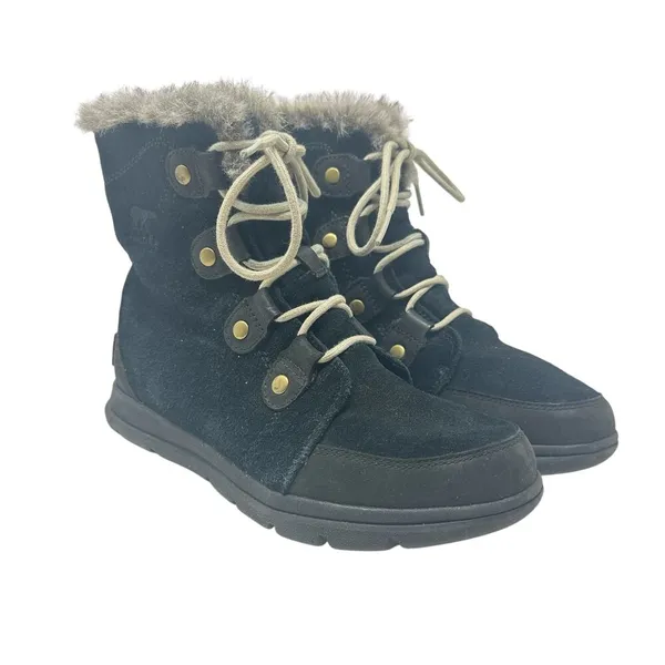 Sorel Explorer Joan Suede Boots Lace-Up Waterproof Weather‎ Black Size US 9.5 - Image 3