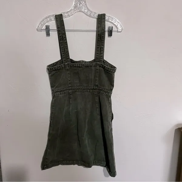 Thrills Catherine Olive Green Denim Button‎ Down Overall Dress - Image 9