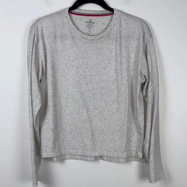 Bombas Pima Cotton Donegal Long Sleeve Tee Womens Size Small Speckled Soft White - Image 2