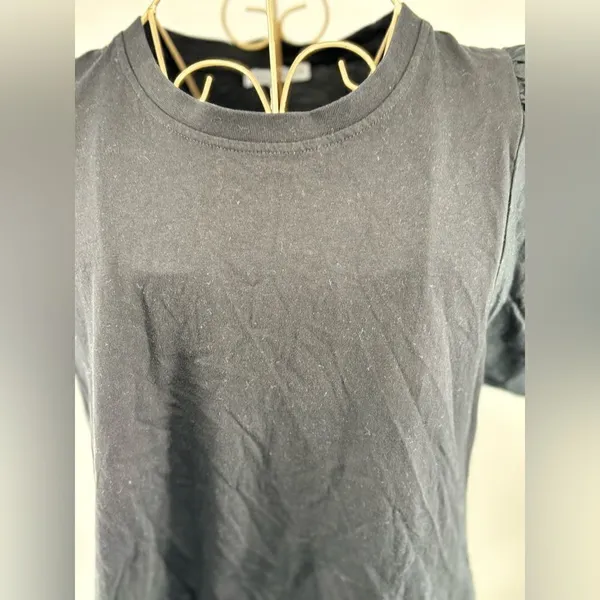 Zara Black 100% Cotton Puff Sleeve Mini Dress Crew Neck Size Medium - Image 8