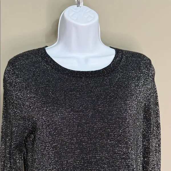 Michael Kors Metallic Sweater Dress S Black‎ Shimmer Dark Academia - Image 4
