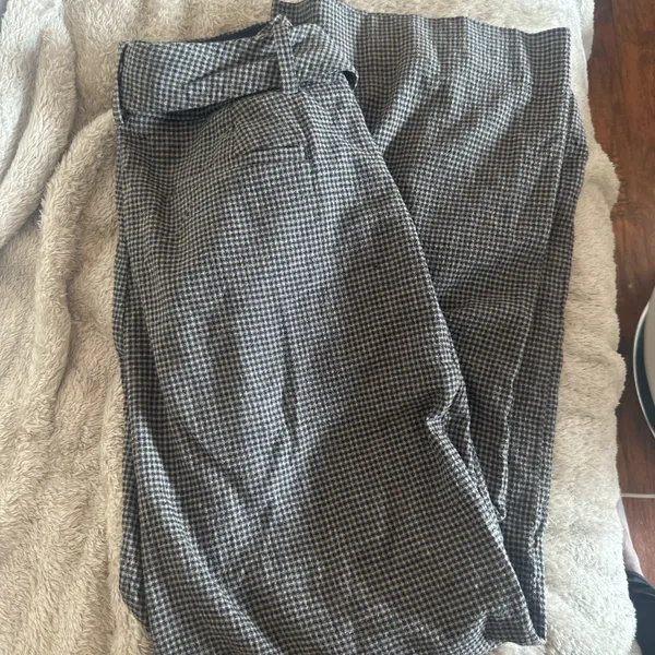 Checkered brown wide leg pants - Image 2