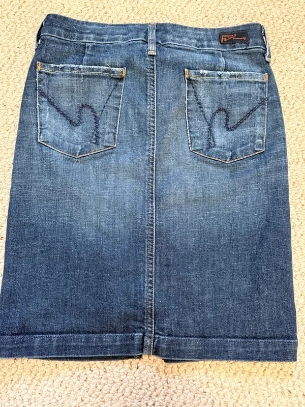 Citizens of Humanity Denim‎ Midi Skirt Size 26 Stretch Made in USA - Image 3