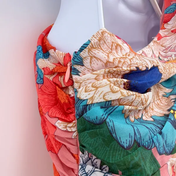 NWT Billy J Amina Floral One Shoulder Cutout Maxi Dress Multi Orange US 4 AU 8 - Image 5