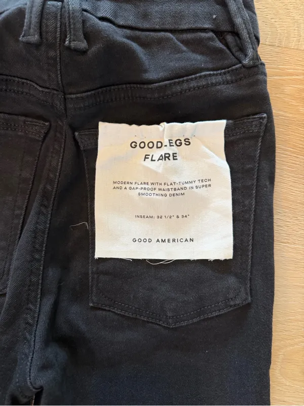 Good American Good Legs Flare Pull on black Jeans 1/small NWT $89 - Image 4