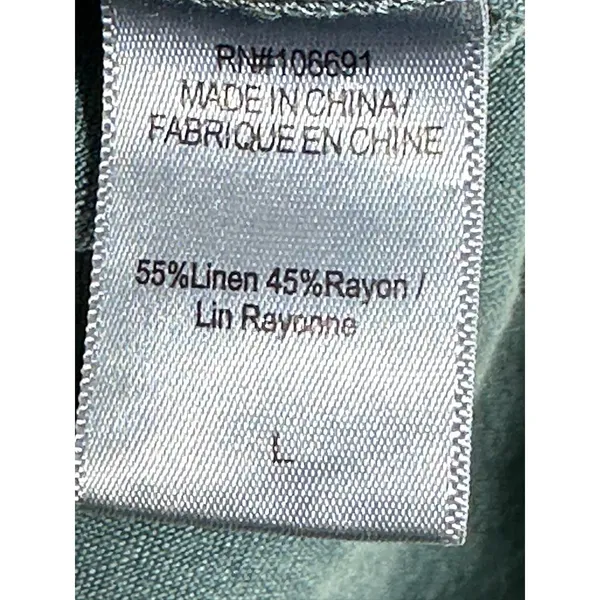 YFB Young Fabulous & Broke Green Linen Blend Frayed‎ Hem Short Sleeve Romper L - Image 4