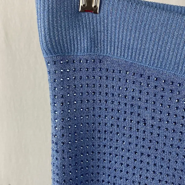 Boston Proper Blue Rhinestone Trim Knit Wide Leg Lounge Pants M - Image 5
