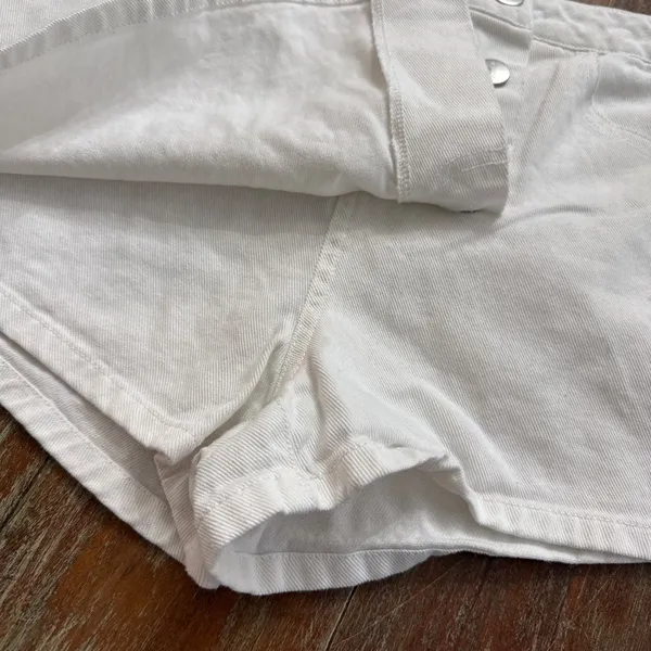 Altar'd State White Mini Wrap Skort Medium Silver Buttons - Image 4