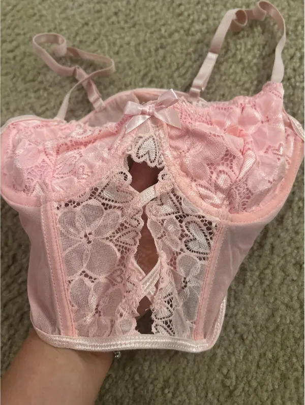 C705 bra small black top see thru pink cute bralette - Image 2