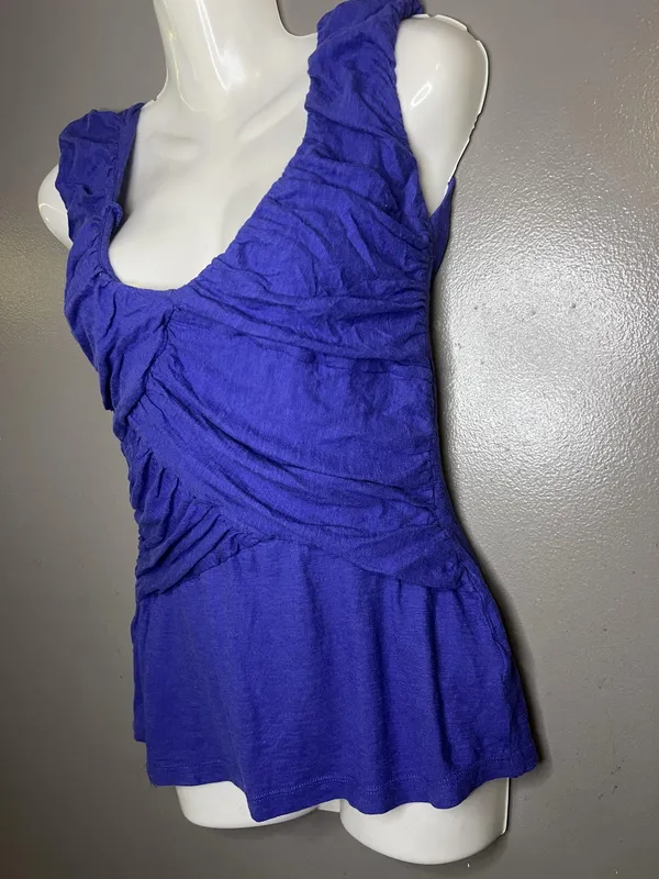 Deletta Anthropologie Tank Top Womens Small Blue Ruched Scoop Neck Jersey - Image 4