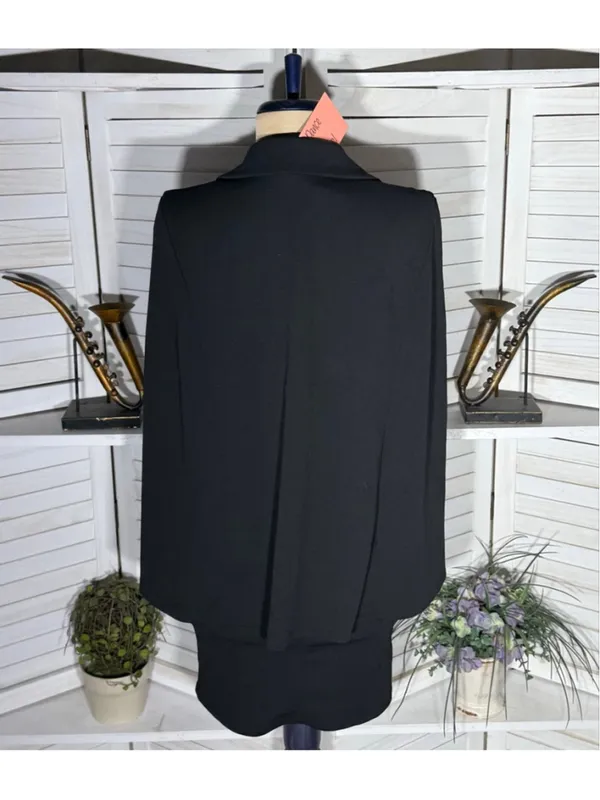 Dance & Marvel rare elegant sexy cape black mini dress deep v neck cocktail sz S - Image 2