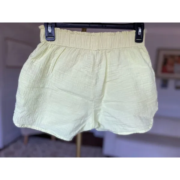Universal Thread Cotton‎ Gauze Shorts Pale Yellow Natural Fibers Lemon Summer XS - Image 3