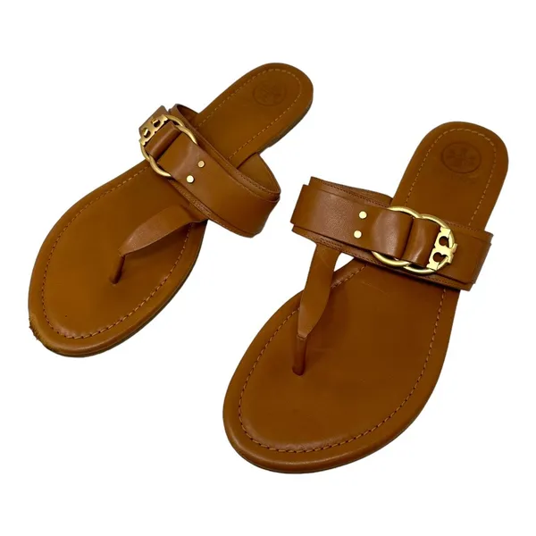 Tory Burch Tan Leather Marsden Flat Thong Sandal Size 9.5 - Image 4