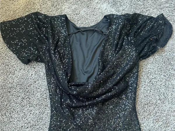 Astr Black Sequin Puff-Sleeve Mini Dress - Image 4