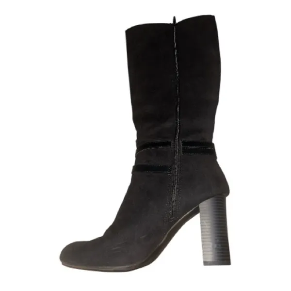 Lauren Conrad Hawthoria Tall Black Faux Suede Sheath Heeled Boots 10 EUC - Image 3
