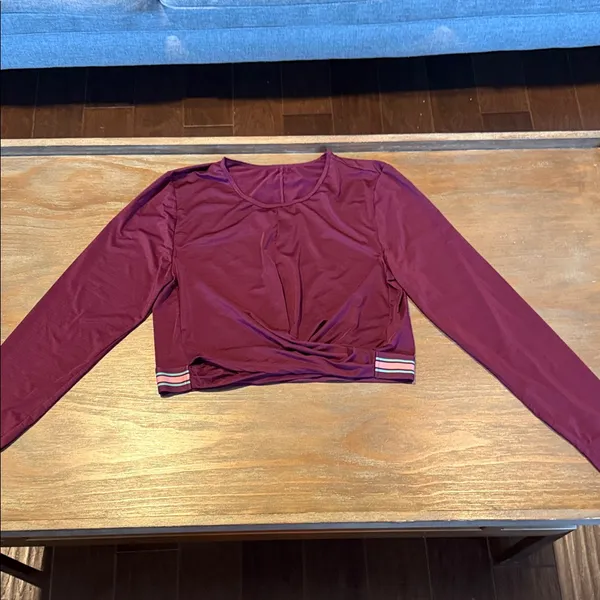 Fabletics‎ Women's Long Sleeve Purple Front Twist Cropped Athletic Top Size XXL - Image 2