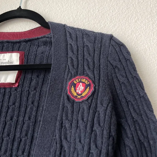 Abercrombie & Fitch Y2K Navy Blue Button Long Sleeve Knit Cardigan Sweater | S - Image 2