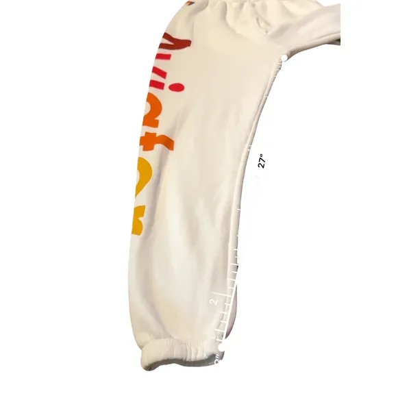 Aviator Nation Sweatpants Women S White‎ Rainbow Logo Graphic Joggers USA Made - Image 9