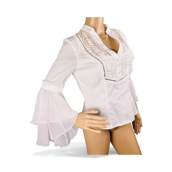 Bebe‎ Women's Sz S Victorian Lace Side Zip Up Top Sz S Coquette Bell Sleeve Y2K - Image 2