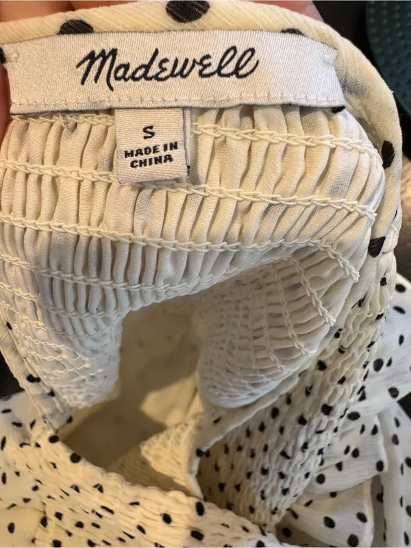 Madewell Cream Midi Dress with Black Polka Dots - Image 7